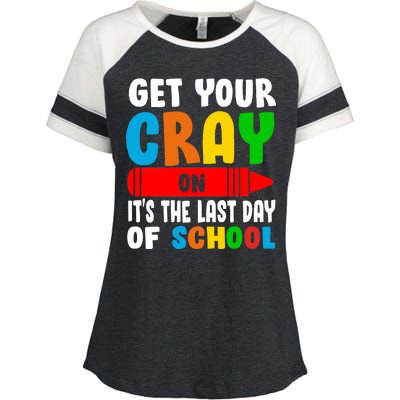 Get Your Crayon It's The Last Day Of School Enza Ladies Jersey Colorblock Tee