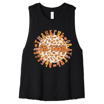 Grateful ER Tech Celebrating Thanksgiving in the Emergency Room Women's Racerback Cropped Tank