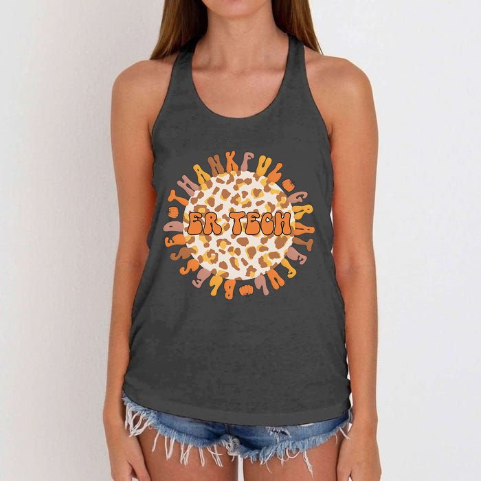 Grateful ER Tech Celebrating Thanksgiving in the Emergency Room Women's Knotted Racerback Tank