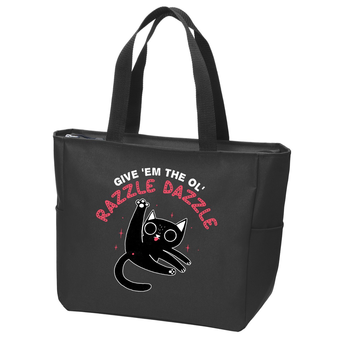 Give Em The Ol Razzle Dazzle Cat Funny Zip Tote Bag