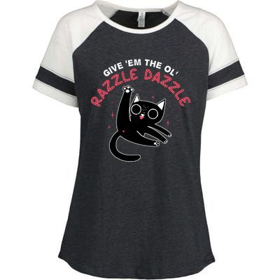 Give Em The Ol Razzle Dazzle Cat Funny Enza Ladies Jersey Colorblock Tee