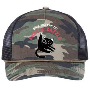 Give Em The Ol Razzle Dazzle Cat Funny Retro Rope Trucker Hat Cap