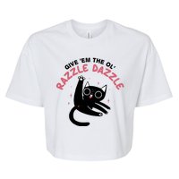 Give Em The Ol Razzle Dazzle Cat Funny Bella+Canvas Jersey Crop Tee