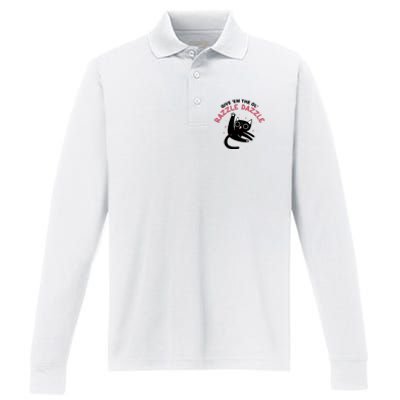 Give Em The Ol Razzle Dazzle Cat Funny Performance Long Sleeve Polo