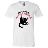 Give Em The Ol Razzle Dazzle Cat Funny V-Neck T-Shirt