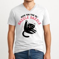 Give Em The Ol Razzle Dazzle Cat Funny V-Neck T-Shirt