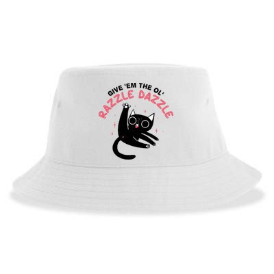 Give Em The Ol Razzle Dazzle Cat Funny Sustainable Bucket Hat