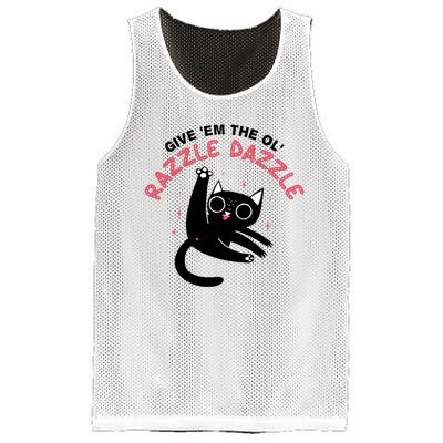 Give Em The Ol Razzle Dazzle Cat Funny Mesh Reversible Basketball Jersey Tank