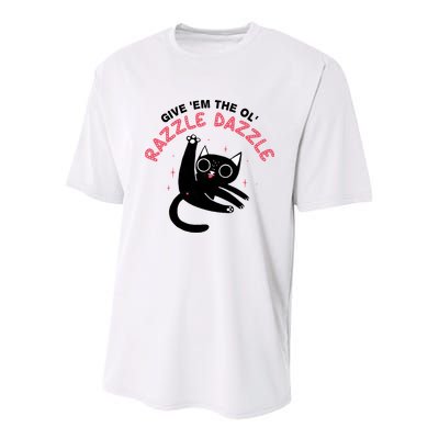 Give Em The Ol Razzle Dazzle Cat Funny Youth Performance Sprint T-Shirt