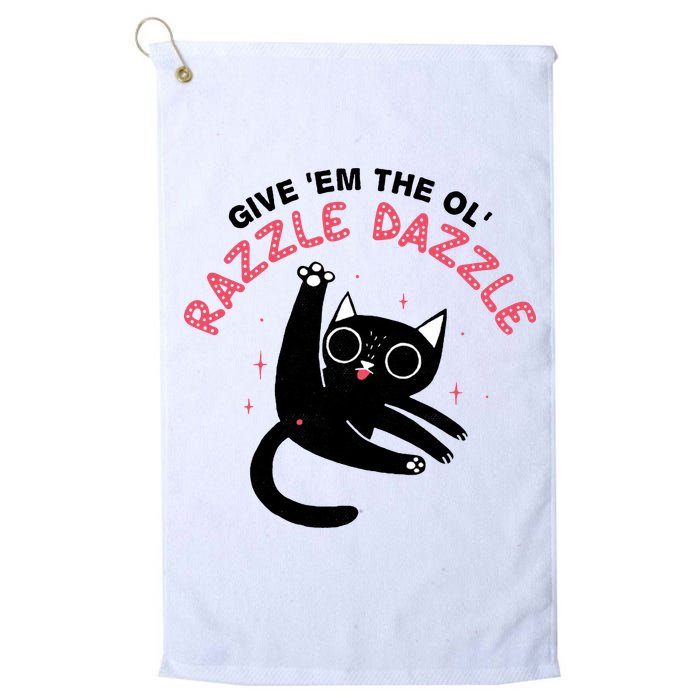 Give Em The Ol Razzle Dazzle Cat Funny Golf Towel