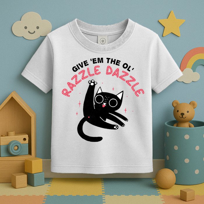 Give Em The Ol Razzle Dazzle Cat Funny Toddler T-Shirt