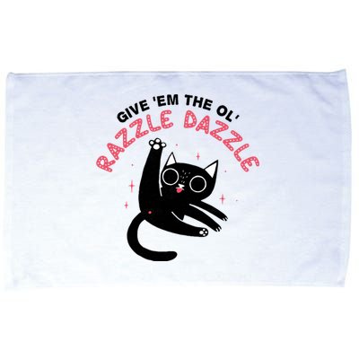 Give Em The Ol Razzle Dazzle Cat Funny Microfiber Hand Towel