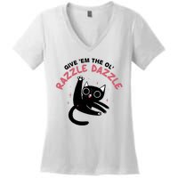 Give Em The Ol Razzle Dazzle Cat Funny Women's V-Neck T-Shirt