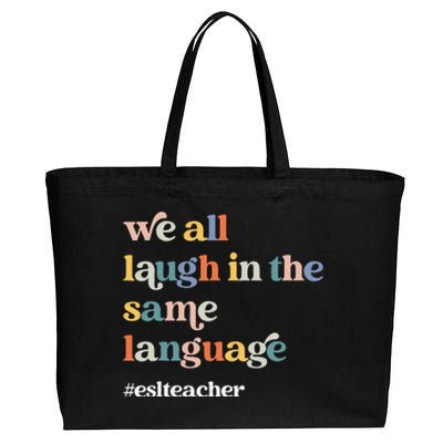 Groovy Esl Teacher Esol Student Back To School First Day Cotton Canvas Jumbo Tote