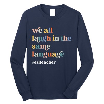 Groovy Esl Teacher Esol Student Back To School First Day Long Sleeve Shirt