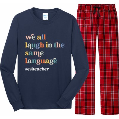 Groovy Esl Teacher Esol Student Back To School First Day Long Sleeve Pajama Set