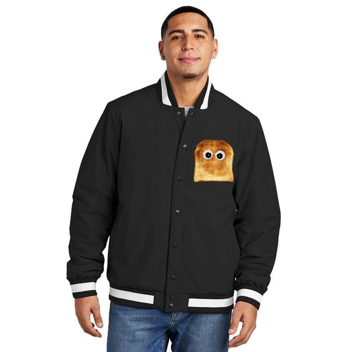 Googly Eye Toast Bread Eater Vegetarian Costume Funny Silly Insulated Varsity Jacket