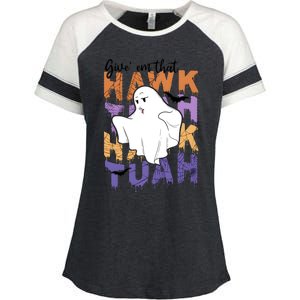 Give Em That Tuah Funny Halloween Enza Ladies Jersey Colorblock Tee