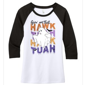 Give Em That Tuah Funny Halloween Women's Tri-Blend 3/4-Sleeve Raglan Shirt