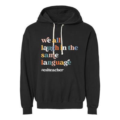 Groovy Esl Teacher Esol Student Back To School First Day Garment-Dyed Fleece Hoodie