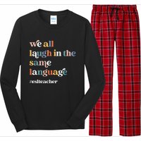 Groovy Esl Teacher Esol Student Back To School First Day Long Sleeve Pajama Set