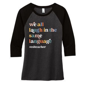 Groovy Esl Teacher Esol Student Back To School First Day Women's Tri-Blend 3/4-Sleeve Raglan Shirt