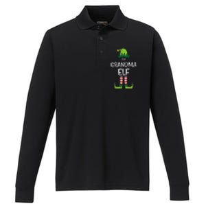 Grandma Elf Xmas Matching Christmas For Family Nana Funny Performance Long Sleeve Polo