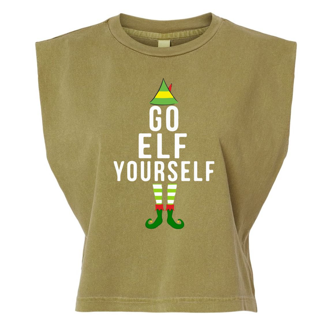 Go Elf Yourself Elf Costume Inappropriate Christmas Xmas Gift Garment-Dyed Women's Muscle Tee