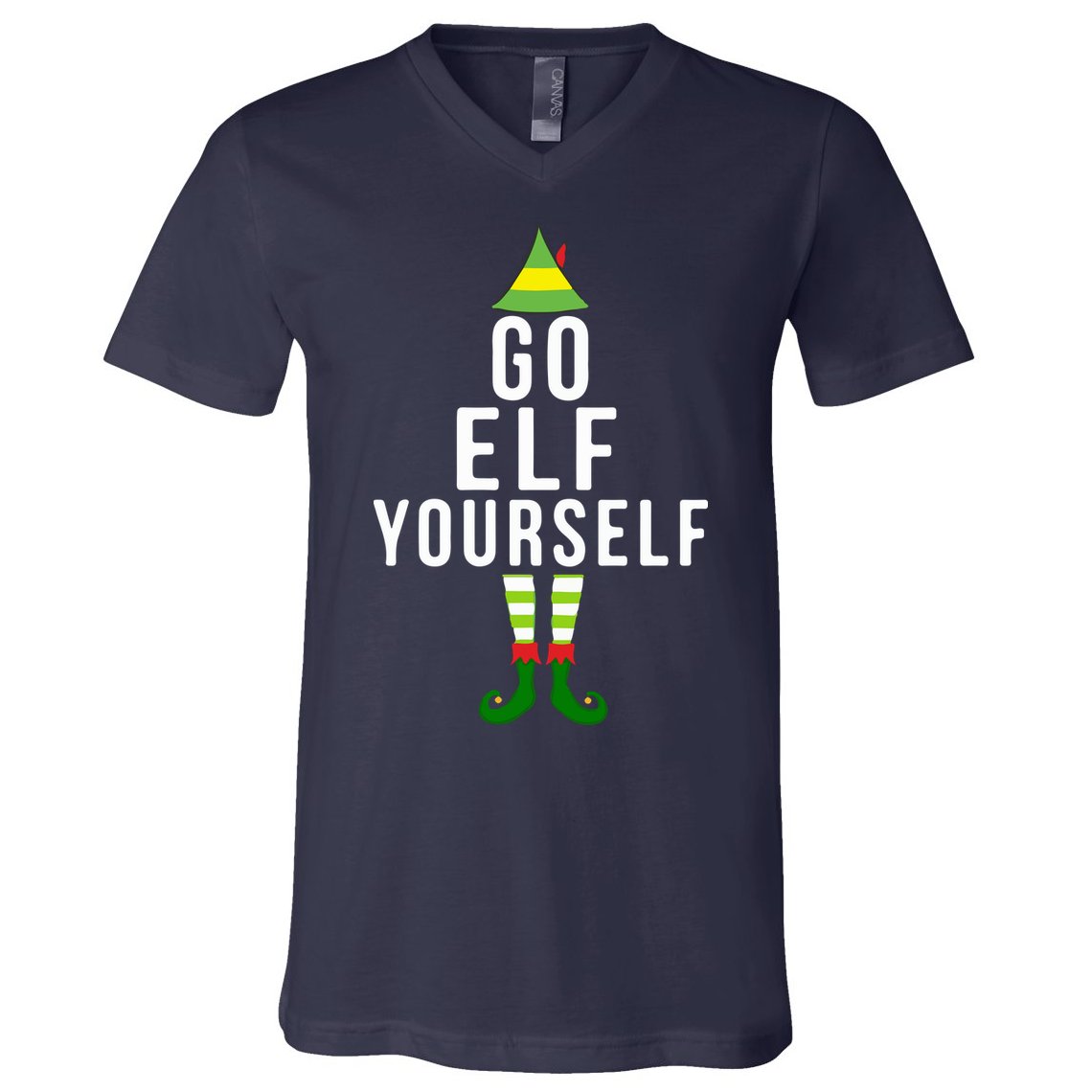 Go Elf Yourself Elf Costume Inappropriate Christmas Xmas Gift V-Neck T-Shirt