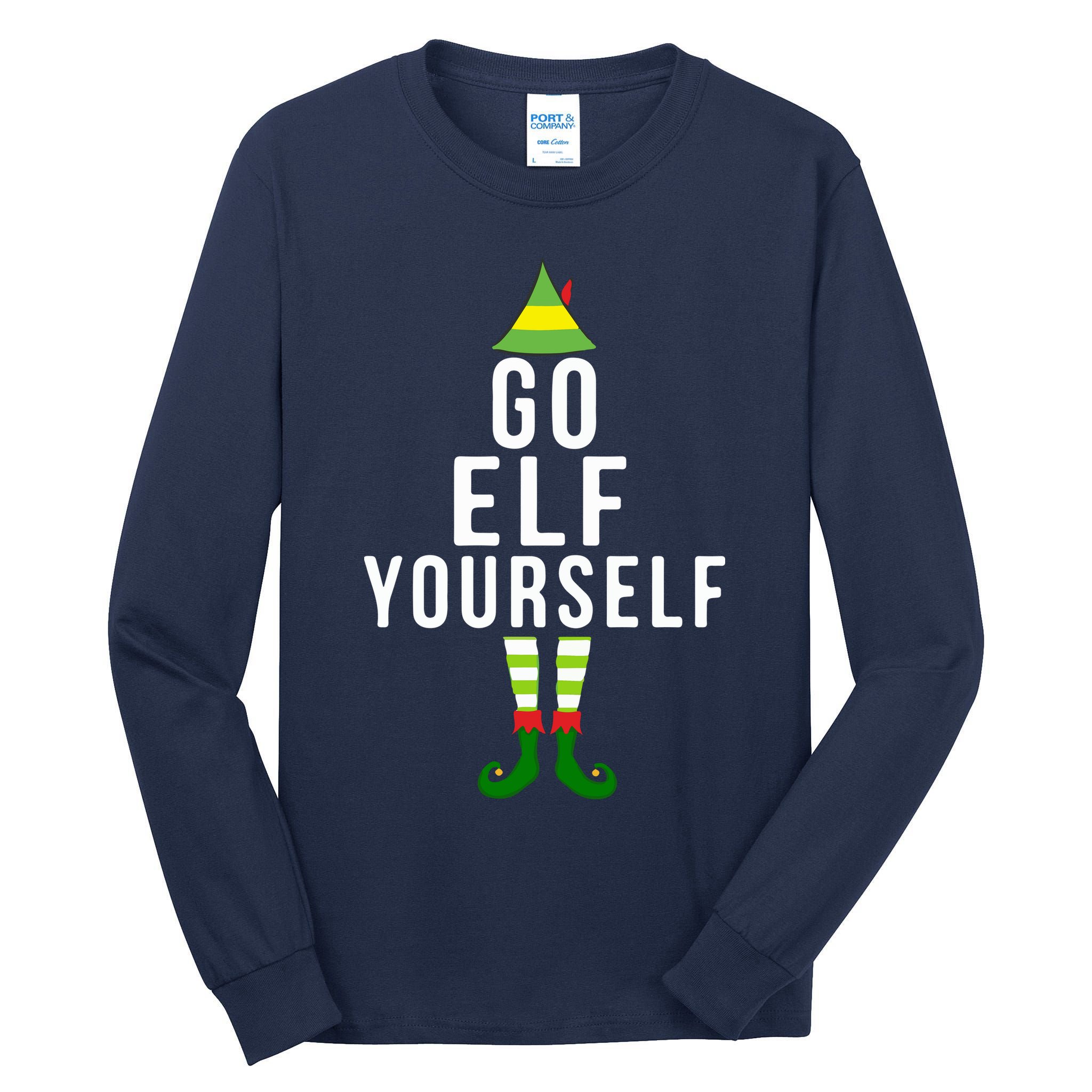 Go Elf Yourself Elf Costume Inappropriate Christmas Xmas Gift Tall Long Sleeve T-Shirt