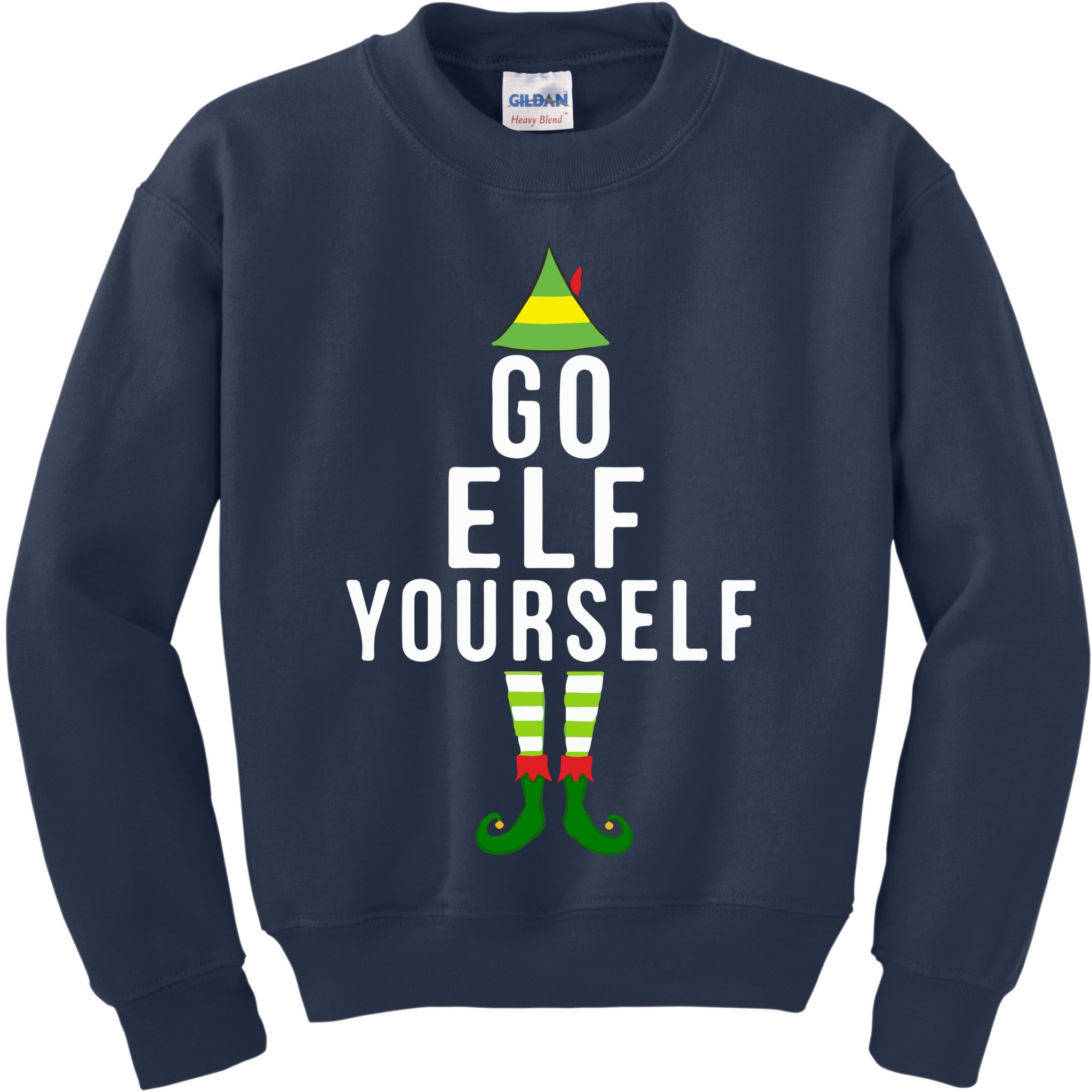 Go Elf Yourself Elf Costume Inappropriate Christmas Xmas Gift Kids Sweatshirt
