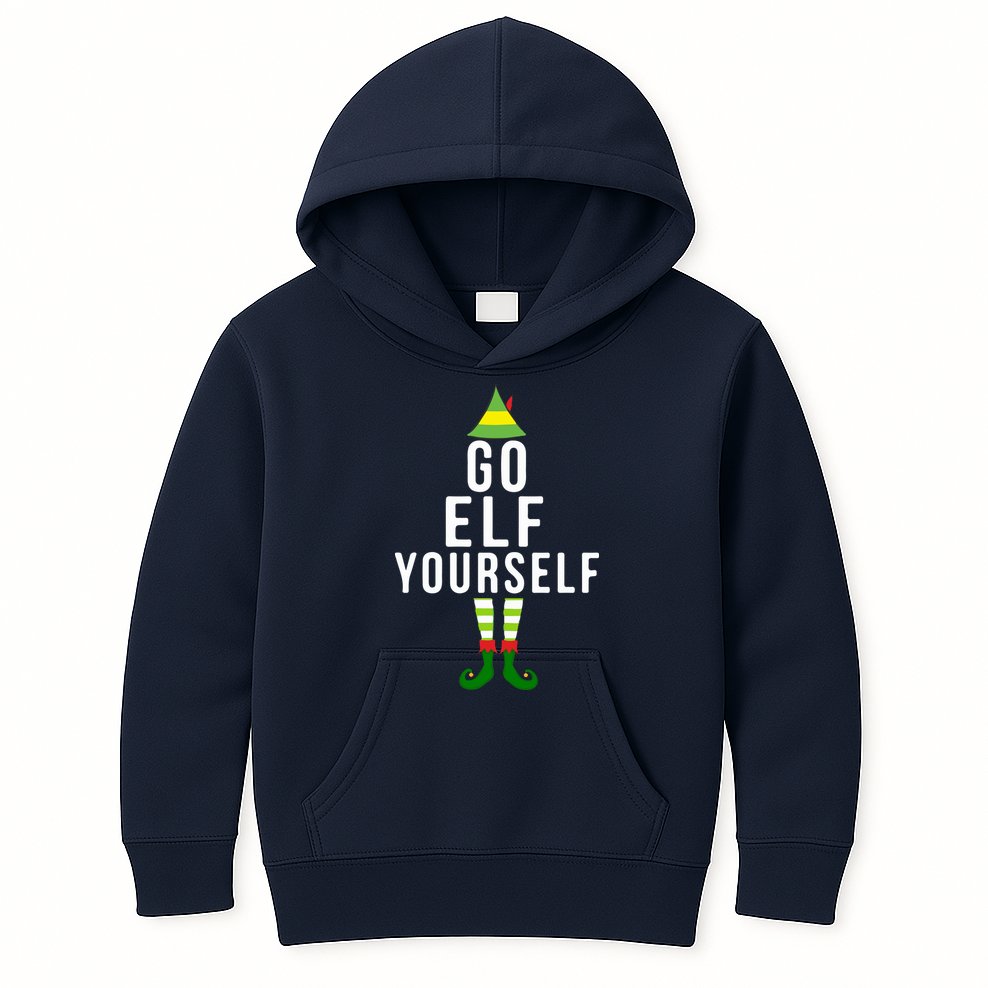 Go Elf Yourself Elf Costume Inappropriate Christmas Xmas Gift Kids Hoodie