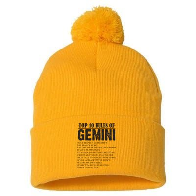 Gemini Funny 10 Rules Of Gemini Zodiac Signs Birthday Pom Pom 12in Knit Beanie