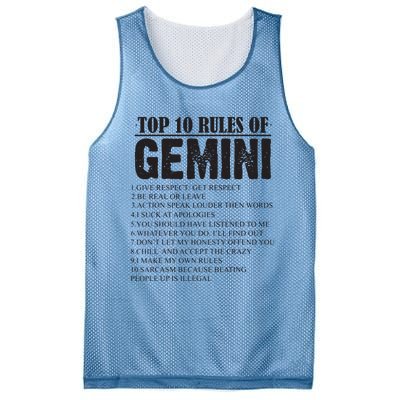 Gemini Funny 10 Rules Of Gemini Zodiac Signs Birthday Mesh Reversible Basketball Jersey Tank