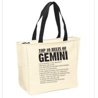 Gemini Funny 10 Rules Of Gemini Zodiac Signs Birthday Zip Tote Bag