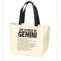 Gemini Funny 10 Rules Of Gemini Zodiac Signs Birthday Zip Tote Bag