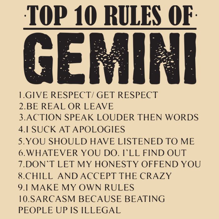 Gemini Funny 10 Rules Of Gemini Zodiac Signs Birthday Zip Tote Bag