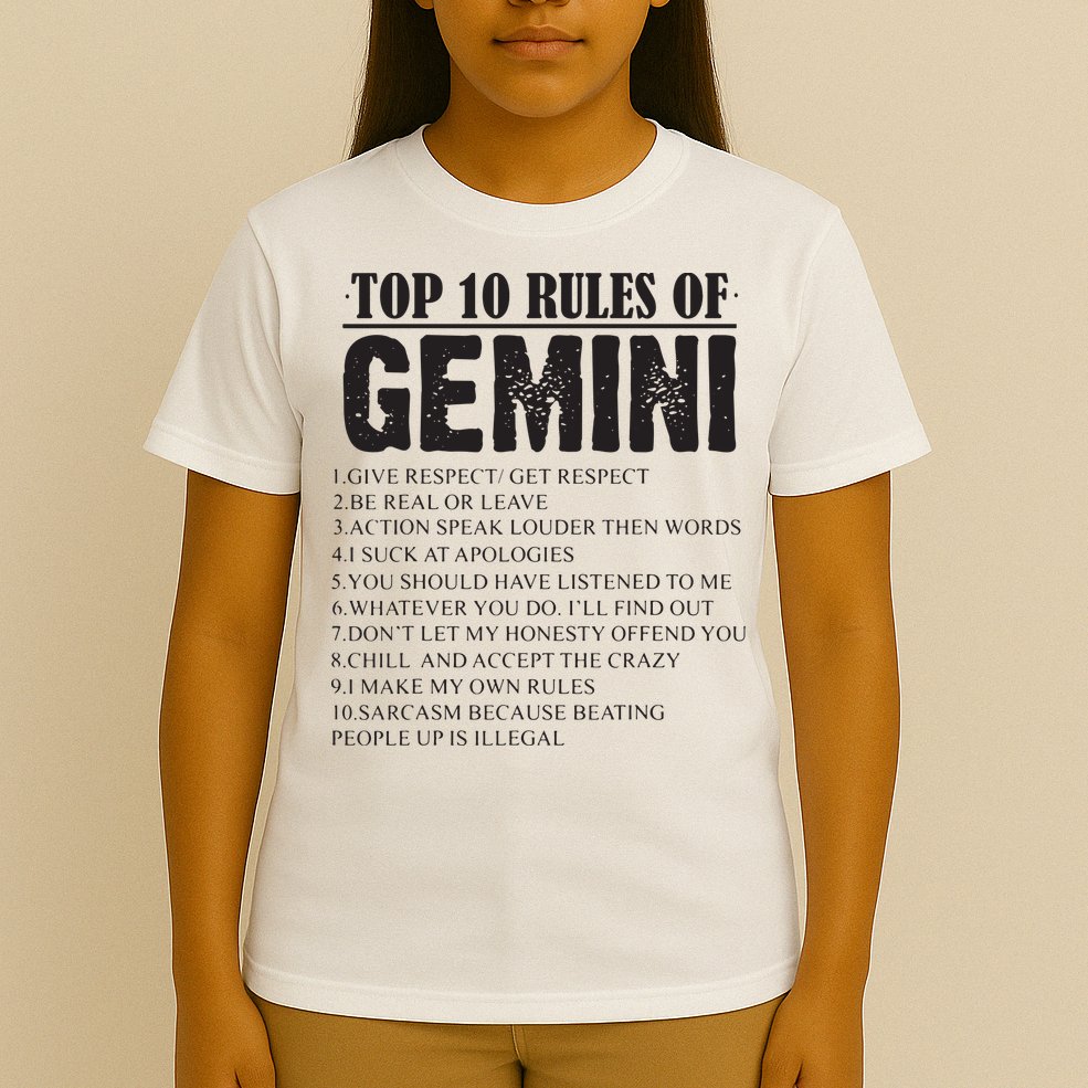 Gemini Funny 10 Rules Of Gemini Zodiac Signs Birthday T-Shirt