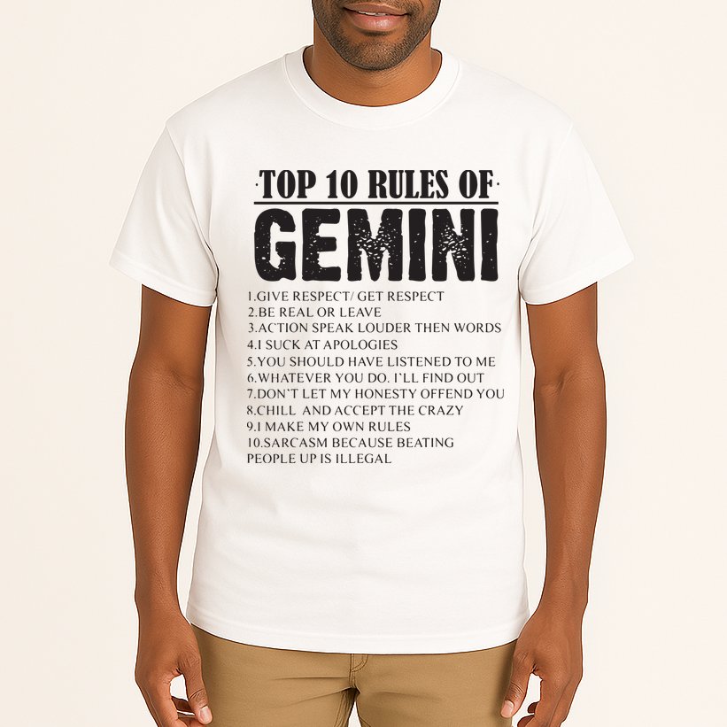 Gemini Funny 10 Rules Of Gemini Zodiac Signs Birthday Tall T-Shirt