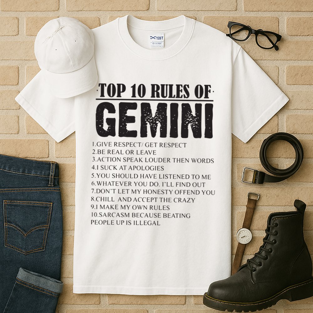 Gemini Funny 10 Rules Of Gemini Zodiac Signs Birthday Tall T-Shirt