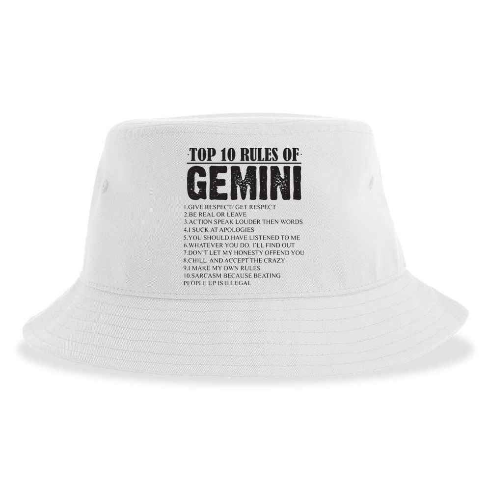 Gemini Funny 10 Rules Of Gemini Zodiac Signs Birthday Sustainable Bucket Hat