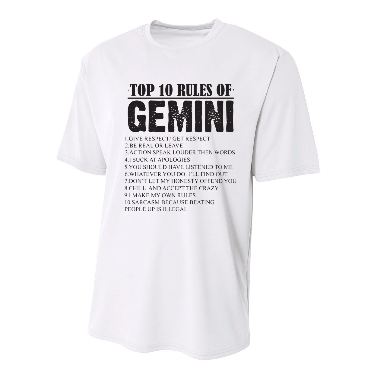 Gemini Funny 10 Rules Of Gemini Zodiac Signs Birthday Youth Performance Sprint T-Shirt