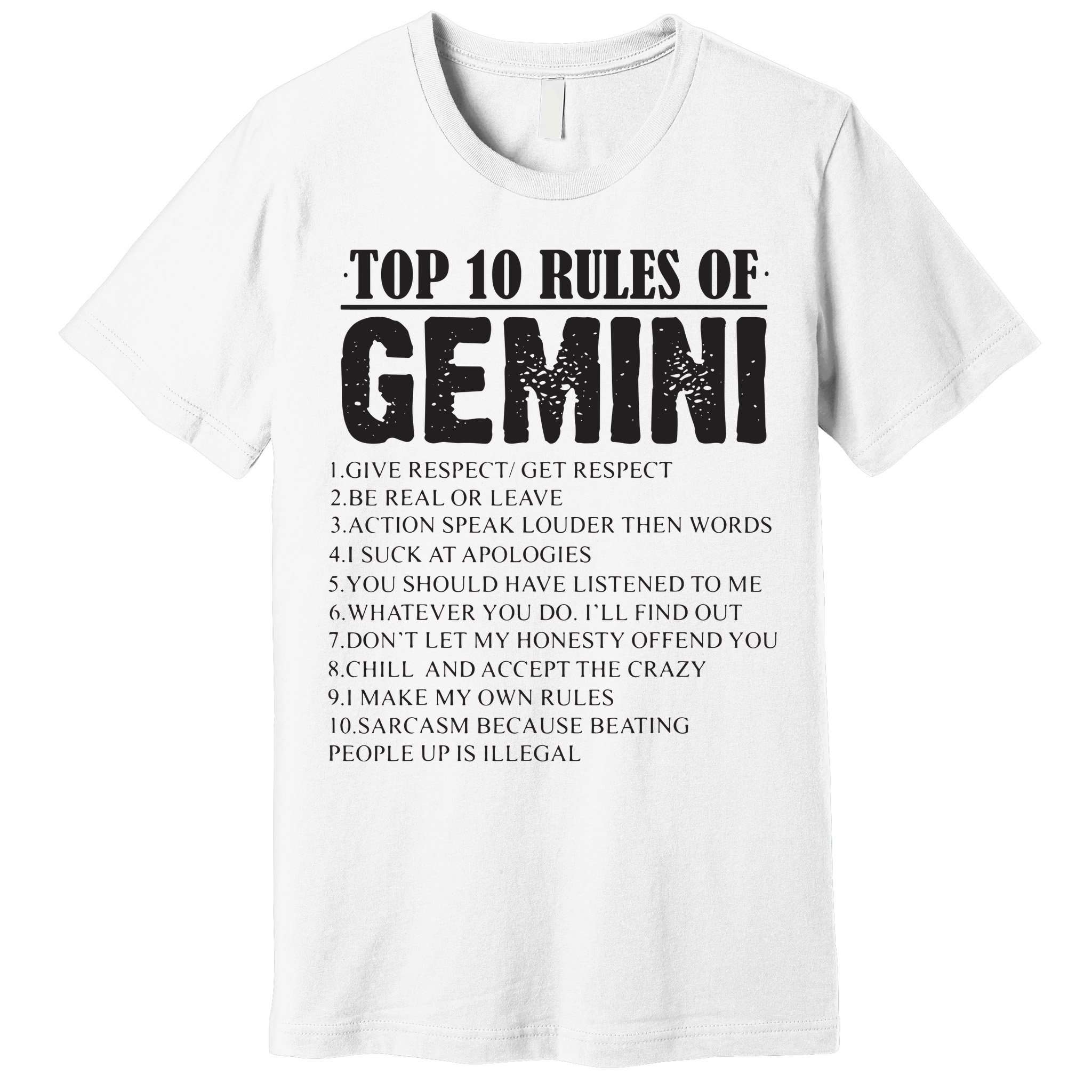 Gemini Funny 10 Rules Of Gemini Zodiac Signs Birthday Premium T-Shirt