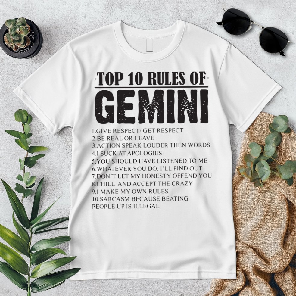Gemini Funny 10 Rules Of Gemini Zodiac Signs Birthday Premium T-Shirt