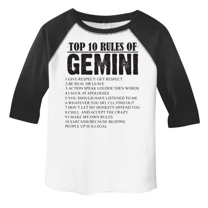 Gemini Funny 10 Rules Of Gemini Zodiac Signs Birthday Toddler Fine Jersey T-Shirt