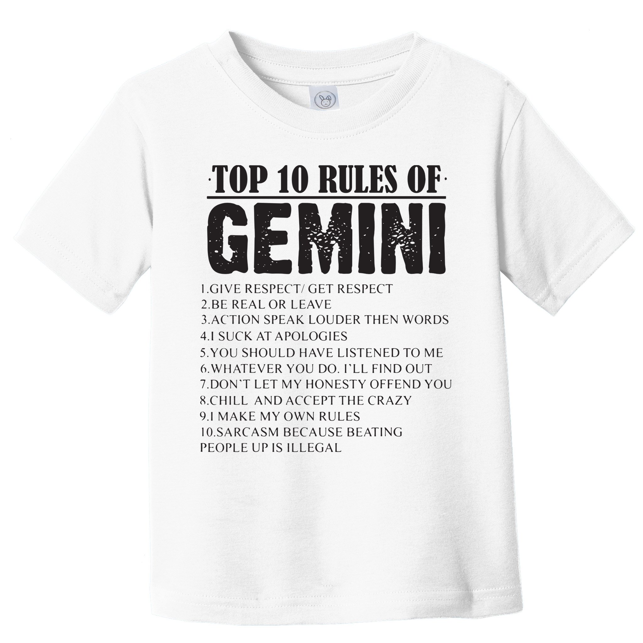 Gemini Funny 10 Rules Of Gemini Zodiac Signs Birthday Toddler T-Shirt