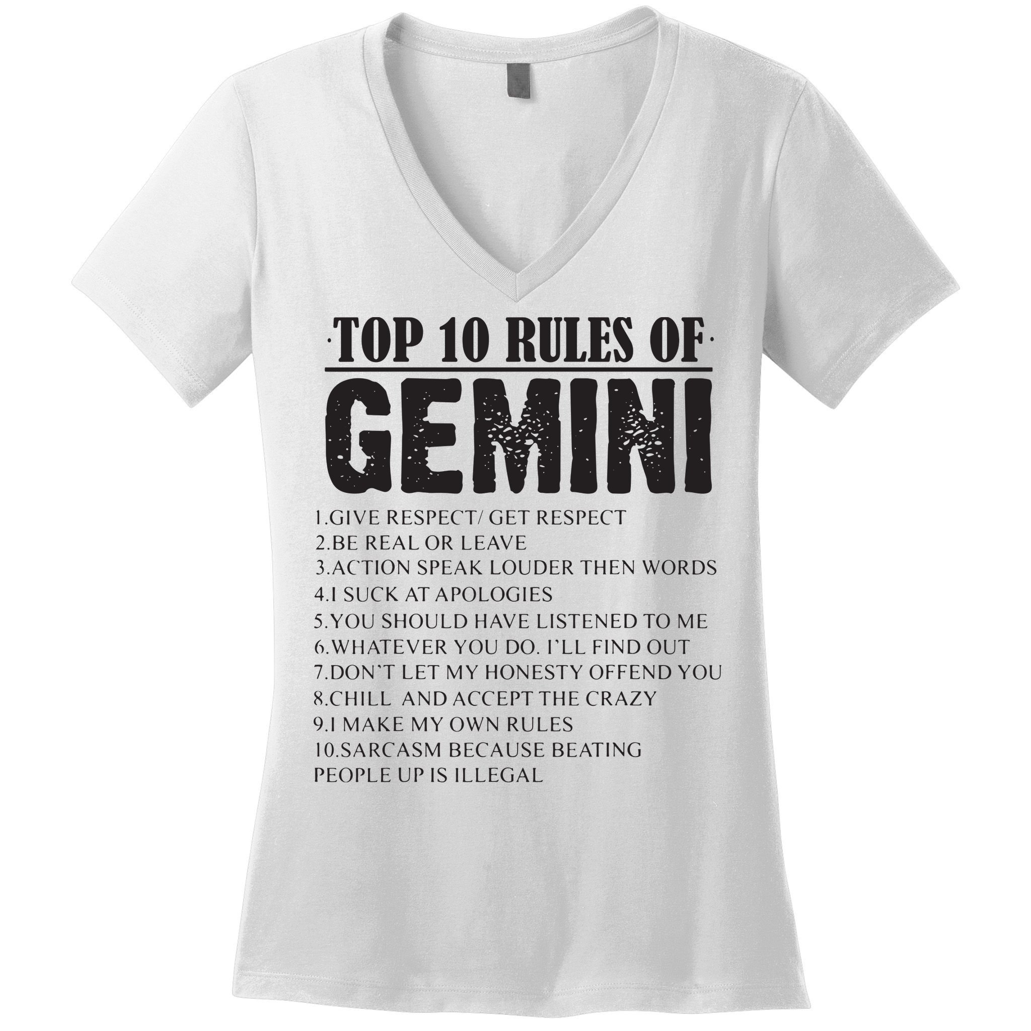 Gemini Funny 10 Rules Of Gemini Zodiac Signs Birthday Women's V-Neck T-Shirt