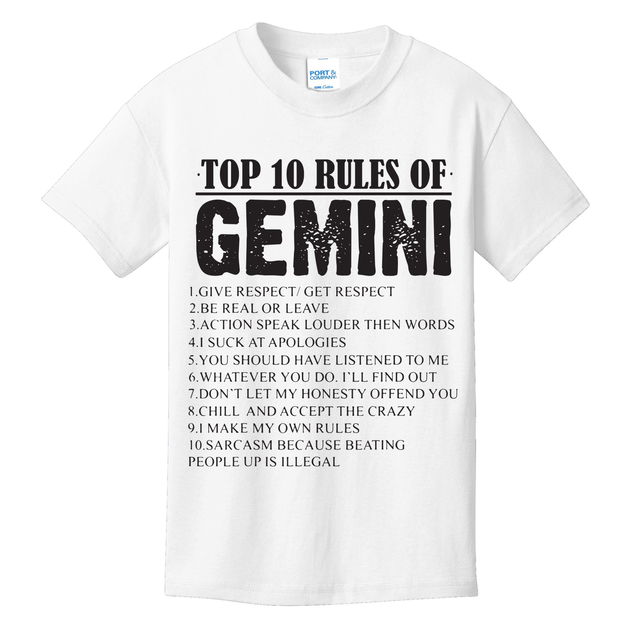 Gemini Funny 10 Rules Of Gemini Zodiac Signs Birthday Kids T-Shirt