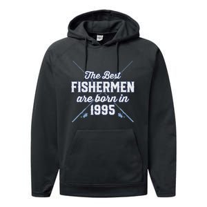 Gift For 26 Year Old Fishing Fisherman 1995 26th Birthday Performance Fleece Hoodie