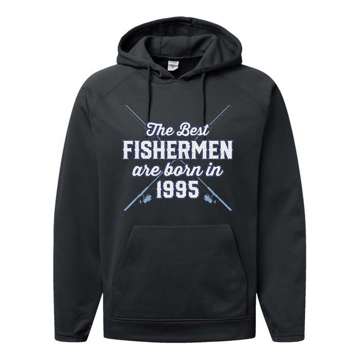 Gift For 26 Year Old Fishing Fisherman 1995 26th Birthday Performance Fleece Hoodie